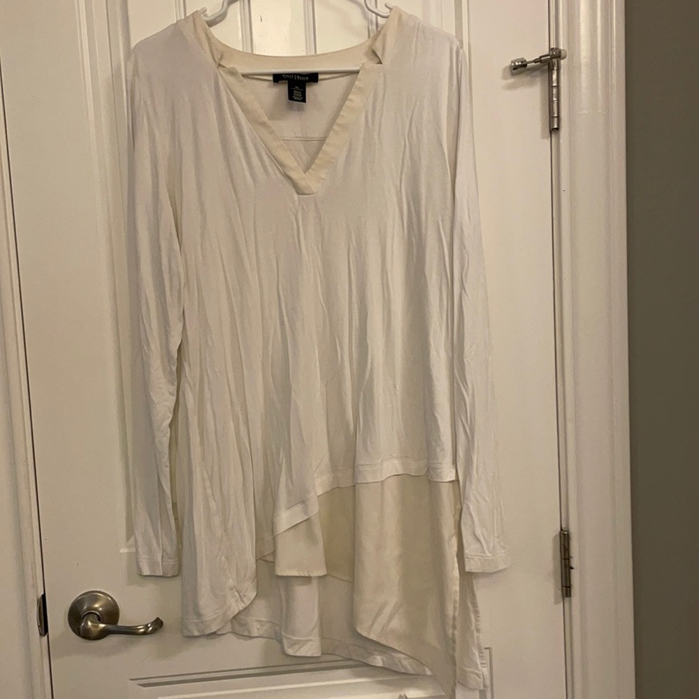 White with ivory asymmetrical top